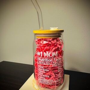 #1 MOM Glass Jar Straw Cup with Bamboo Lid ✨ NEW